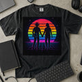 Retro Synthwave Coder Couple Shirt in Black, Comfort Colors 1717 tee flat lay