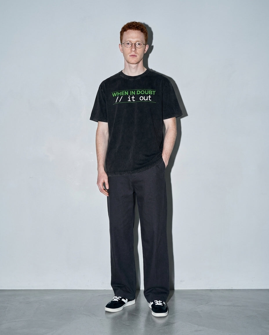 comment it out Premium Shirt — Black Model Full Body