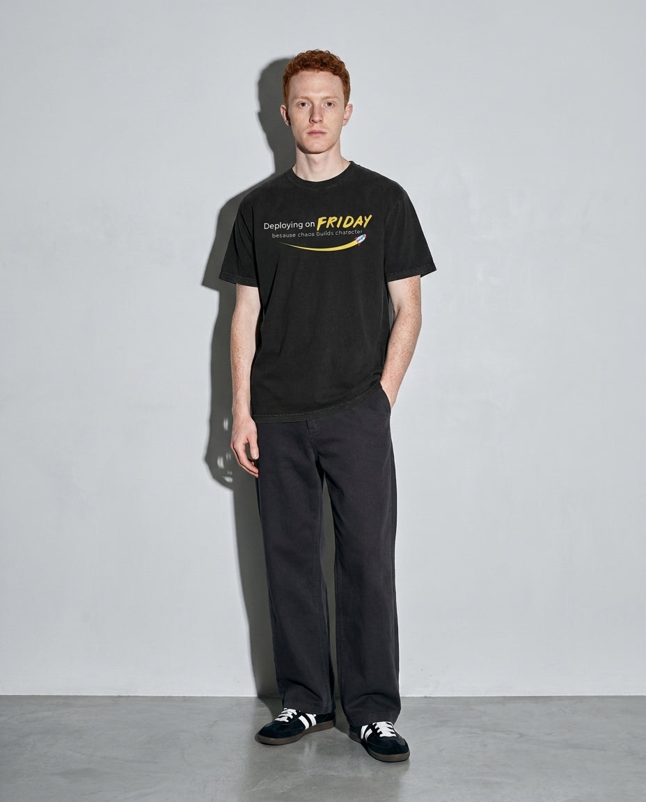 chaos builds character Premium Shirt — Black Model Full Body