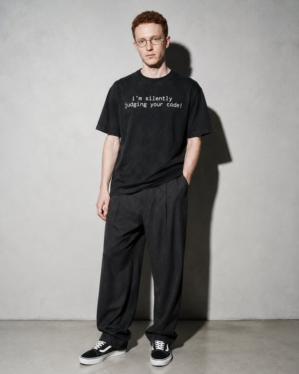 i'm silently judging your code Premium Shirt — Black Model Full Body