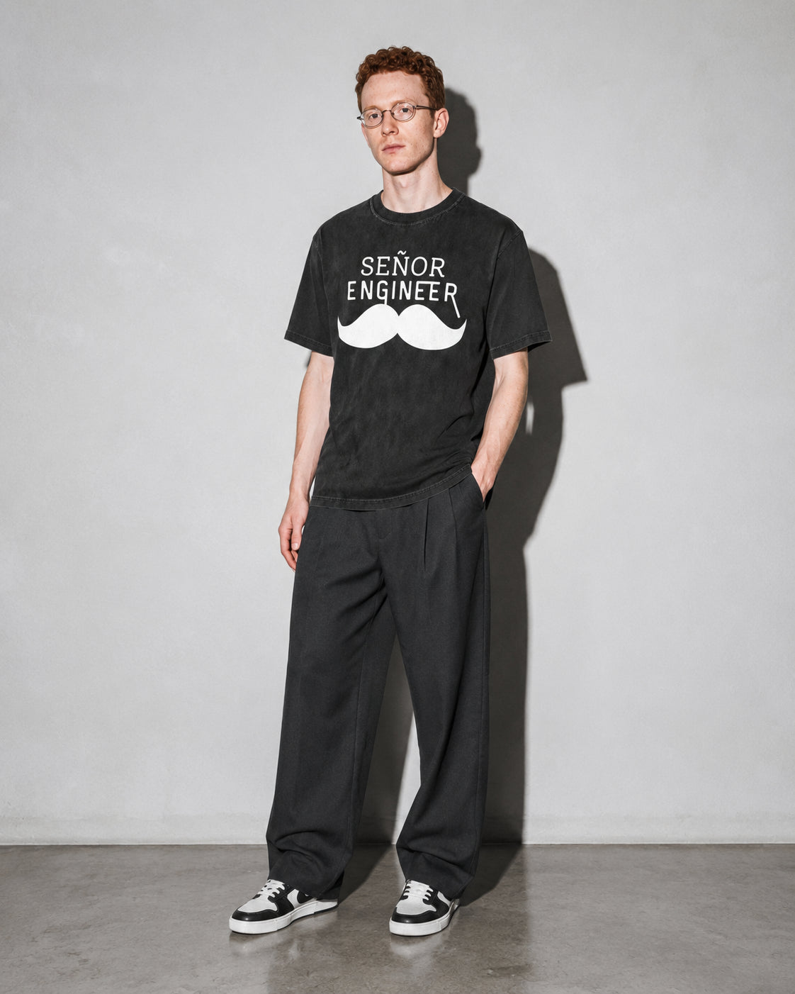 Senyor Engineer Premium Shirt — Black Model Full Body