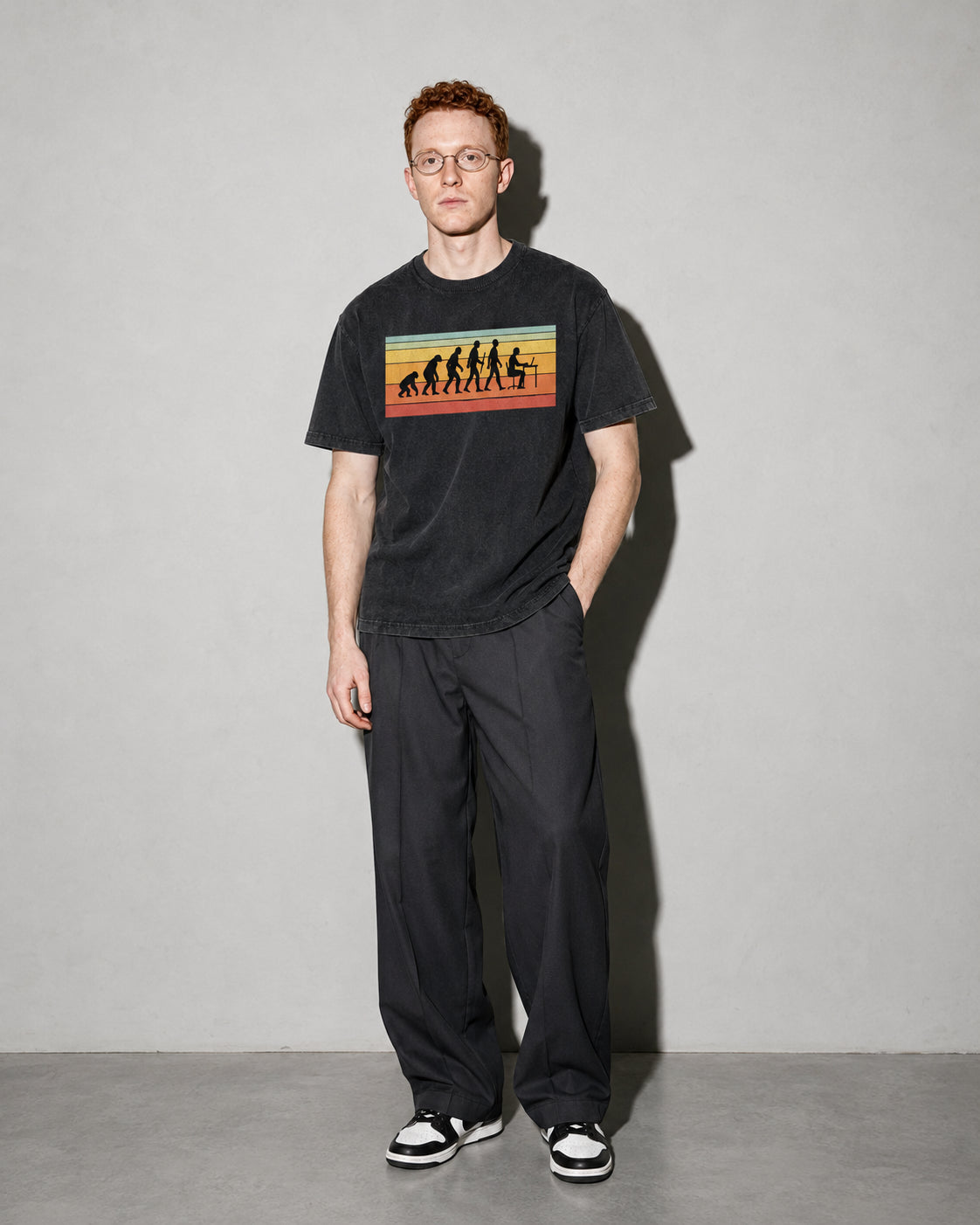evolution of developers Premium Shirt — Black Model Full Body