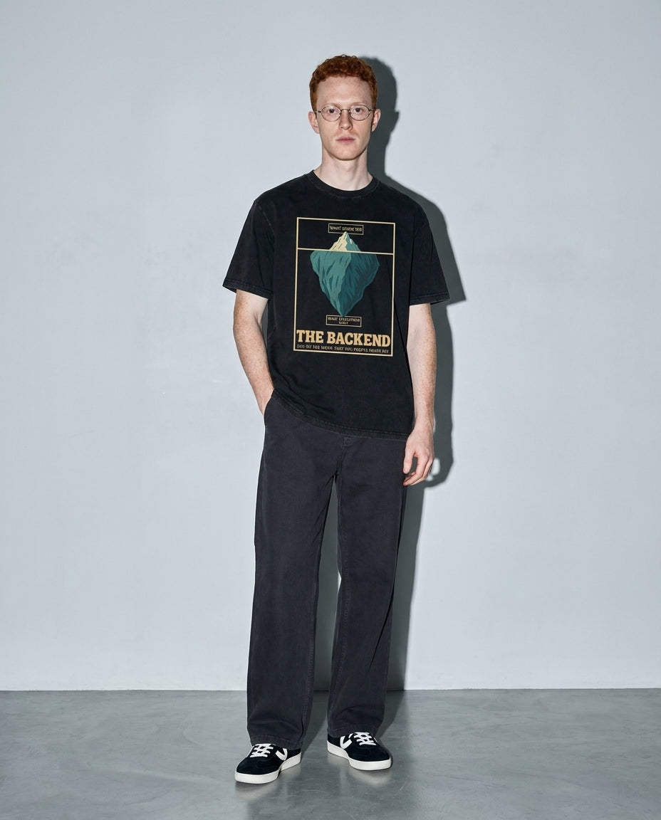 the backend iceberg Premium Shirt — Black Model Full Body