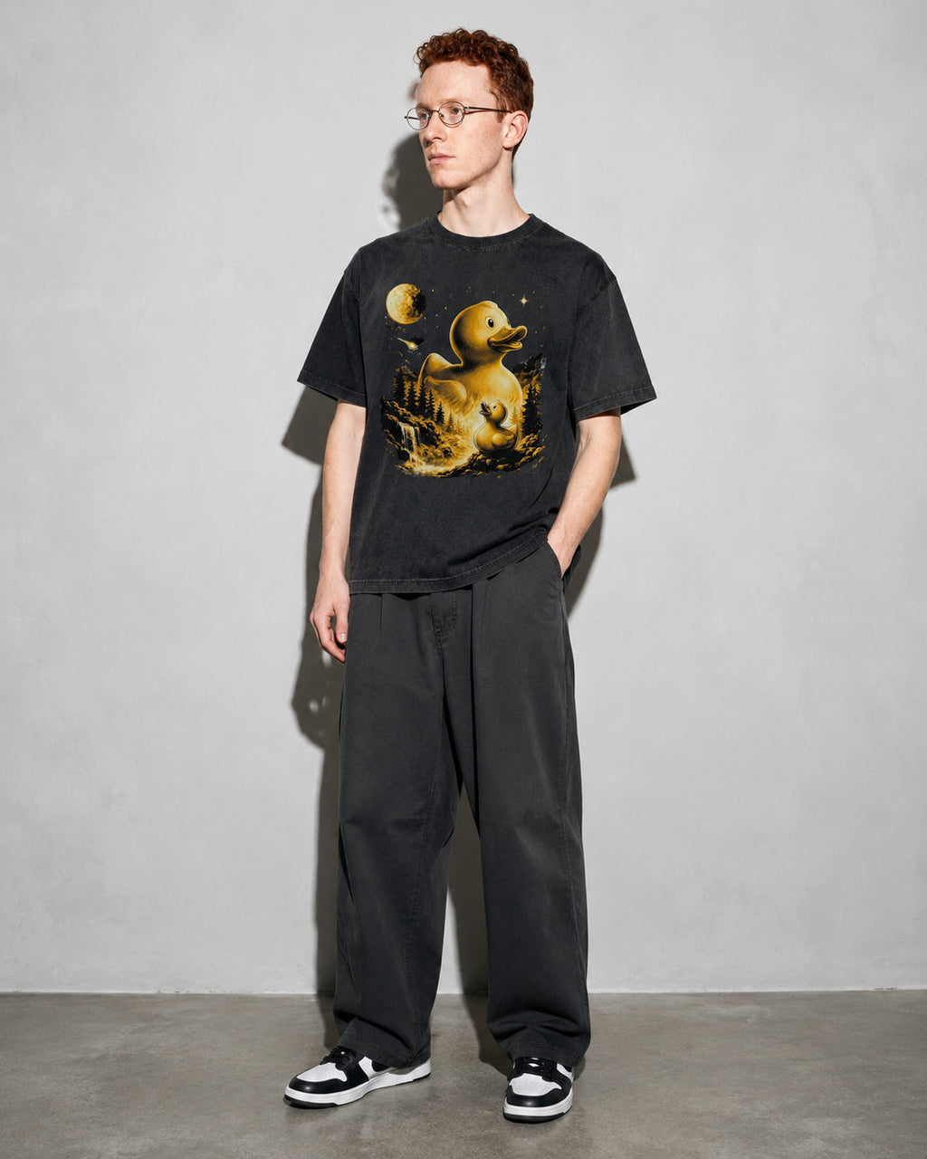 Debug Duck Midnight Premium Shirt — Black Model Full Body