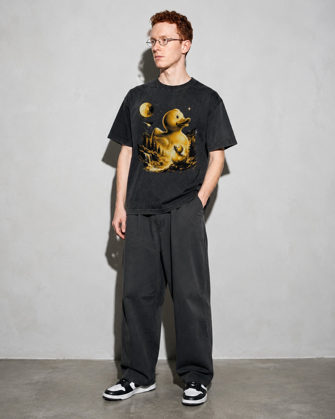 Debug Duck Midnight Premium Shirt — Black Model Full Body