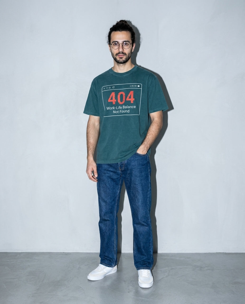 work life balance not found Premium Shirt — Blue Spruce Model Full Body