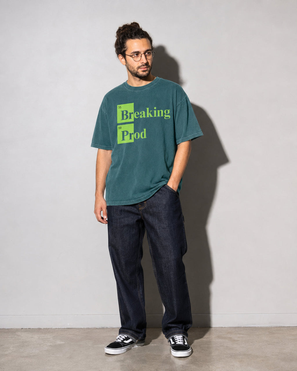 Breaking Prod Premium Shirt — Blue Spruce Model Full Body