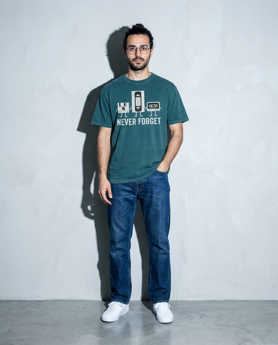 never forget Premium Shirt — Blue Spruce Model Full Body