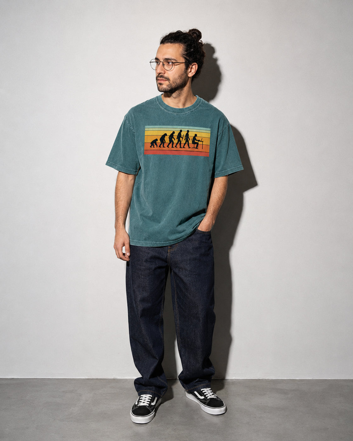 evolution of developers Premium Shirt — Blue Spruce Model Full Body