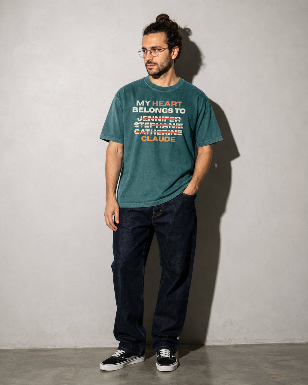 My Heart Belongs To Claude Premium Shirt — Blue Spruce Model Full Body