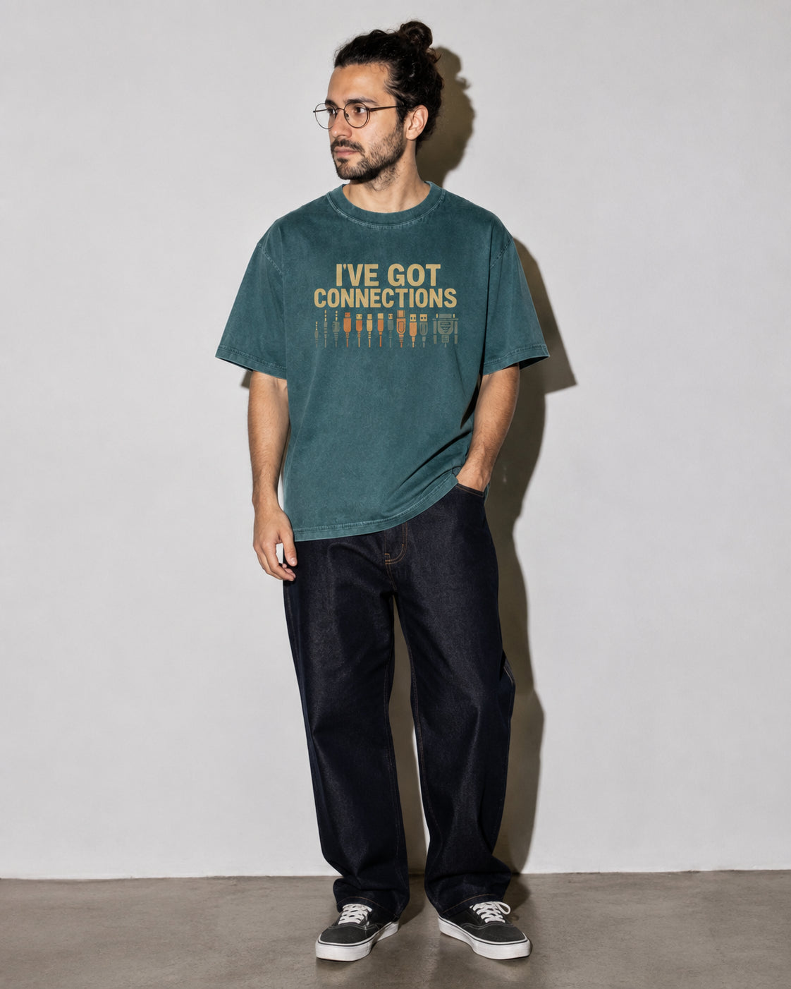 i've got connections Premium Shirt — Blue Spruce Model Full Body