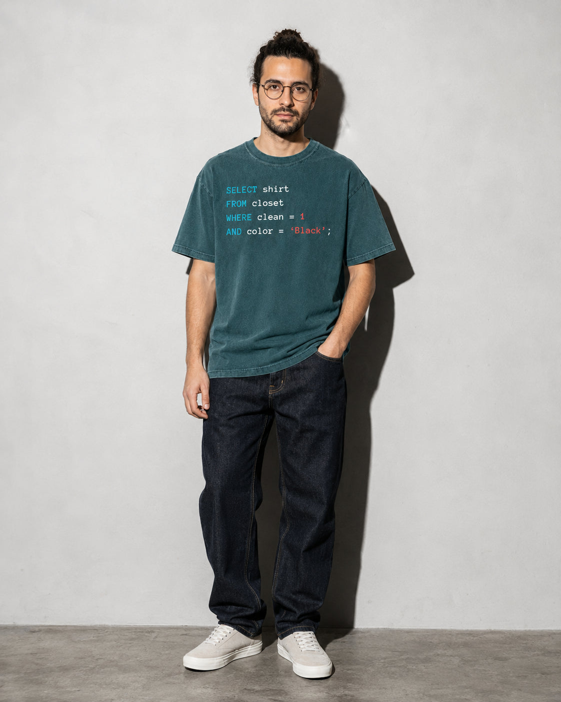 Querying my black Premium Shirt — Blue Spruce Model Full Body