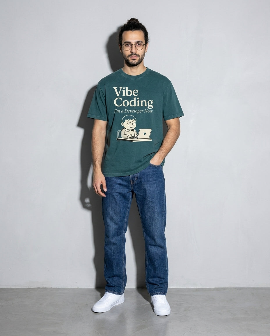 vibe coding Premium Shirt — Blue Spruce Model Full Body