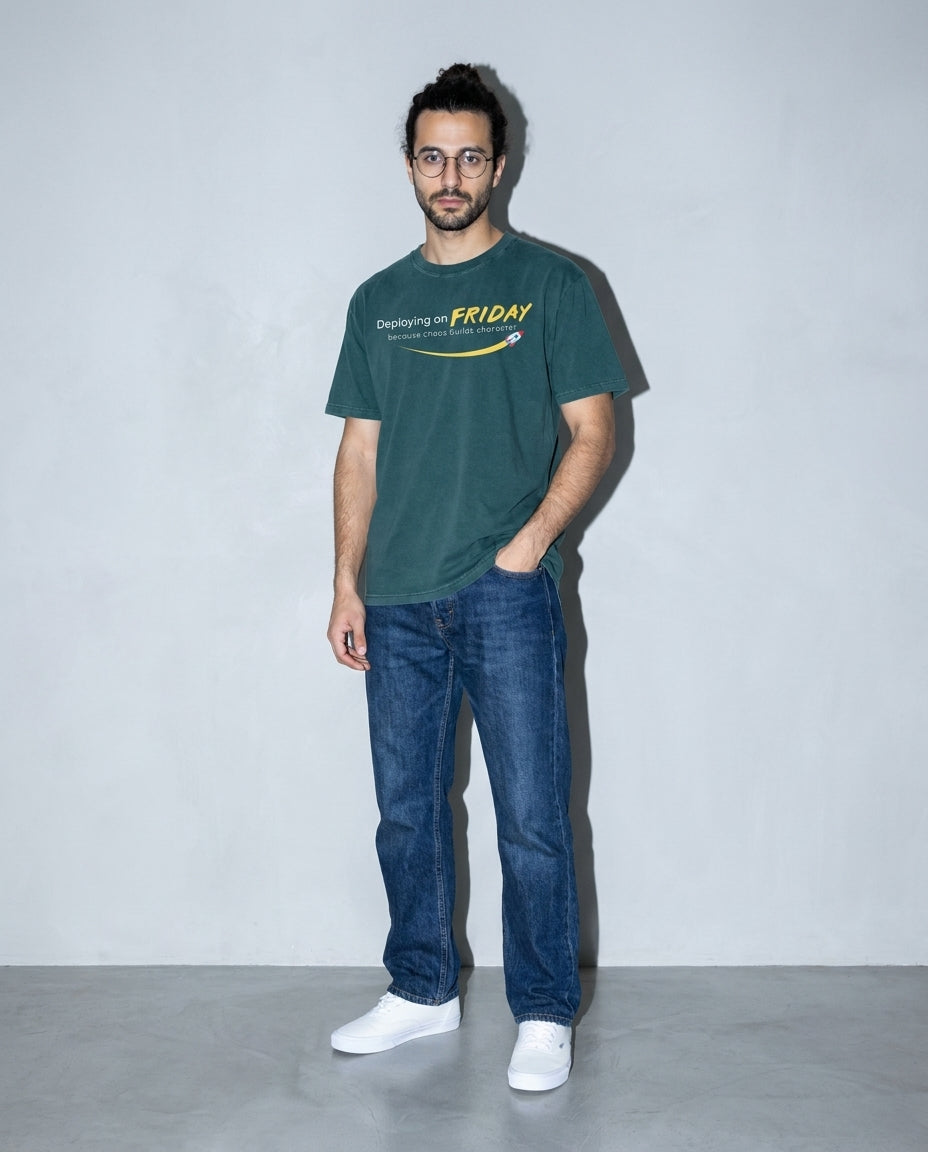 chaos builds character Premium Shirt — Blue Spruce Model Full Body