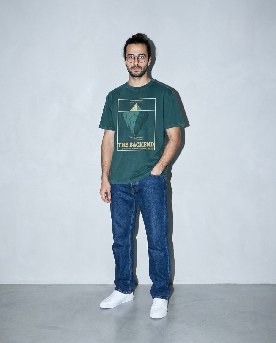 the backend iceberg Premium Shirt — Blue Spruce Model Full Body