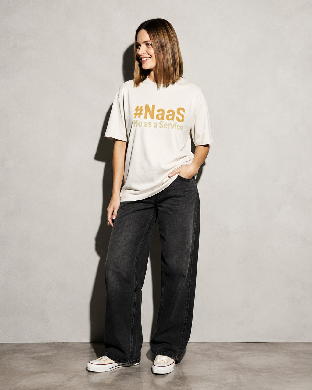 NaaS No As A Service Premium Shirt — Ivory Model Full Body