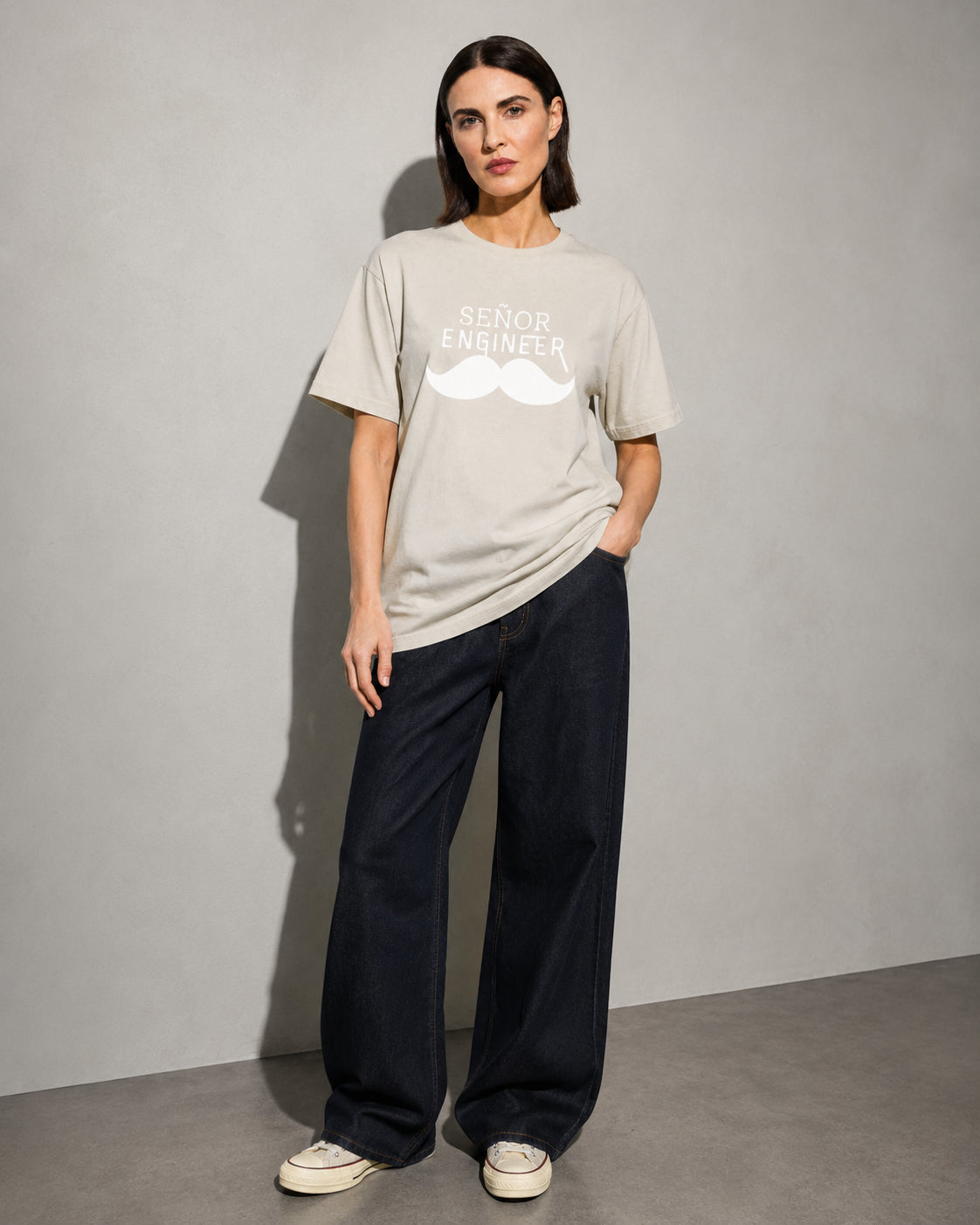 Senyor Engineer Premium Shirt — Ivory Model Full Body