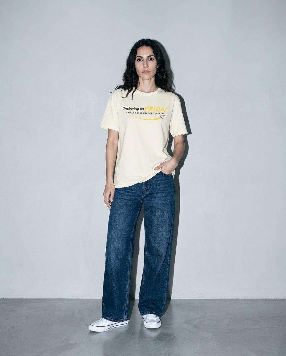 chaos builds character Premium Shirt — Ivory Model Full Body