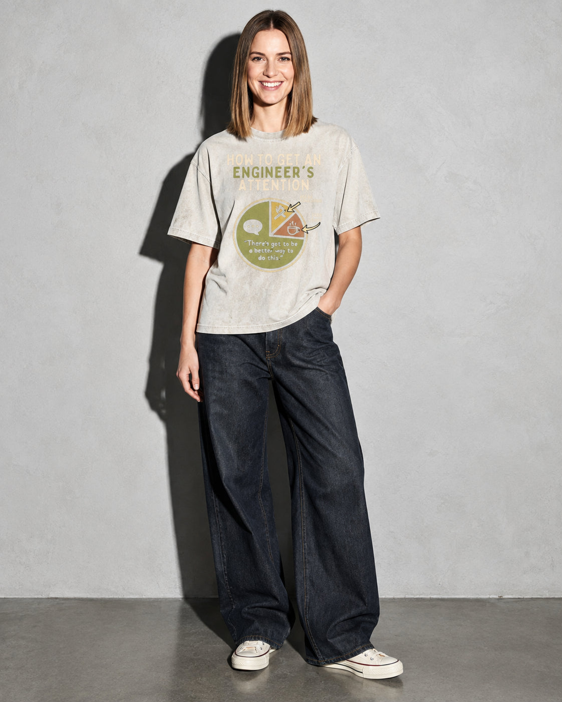 engineer's attention Premium Shirt — Ivory Model Full Body
