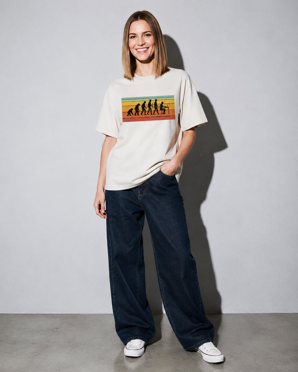 evolution of developers Premium Shirt — Ivory Model Full Body