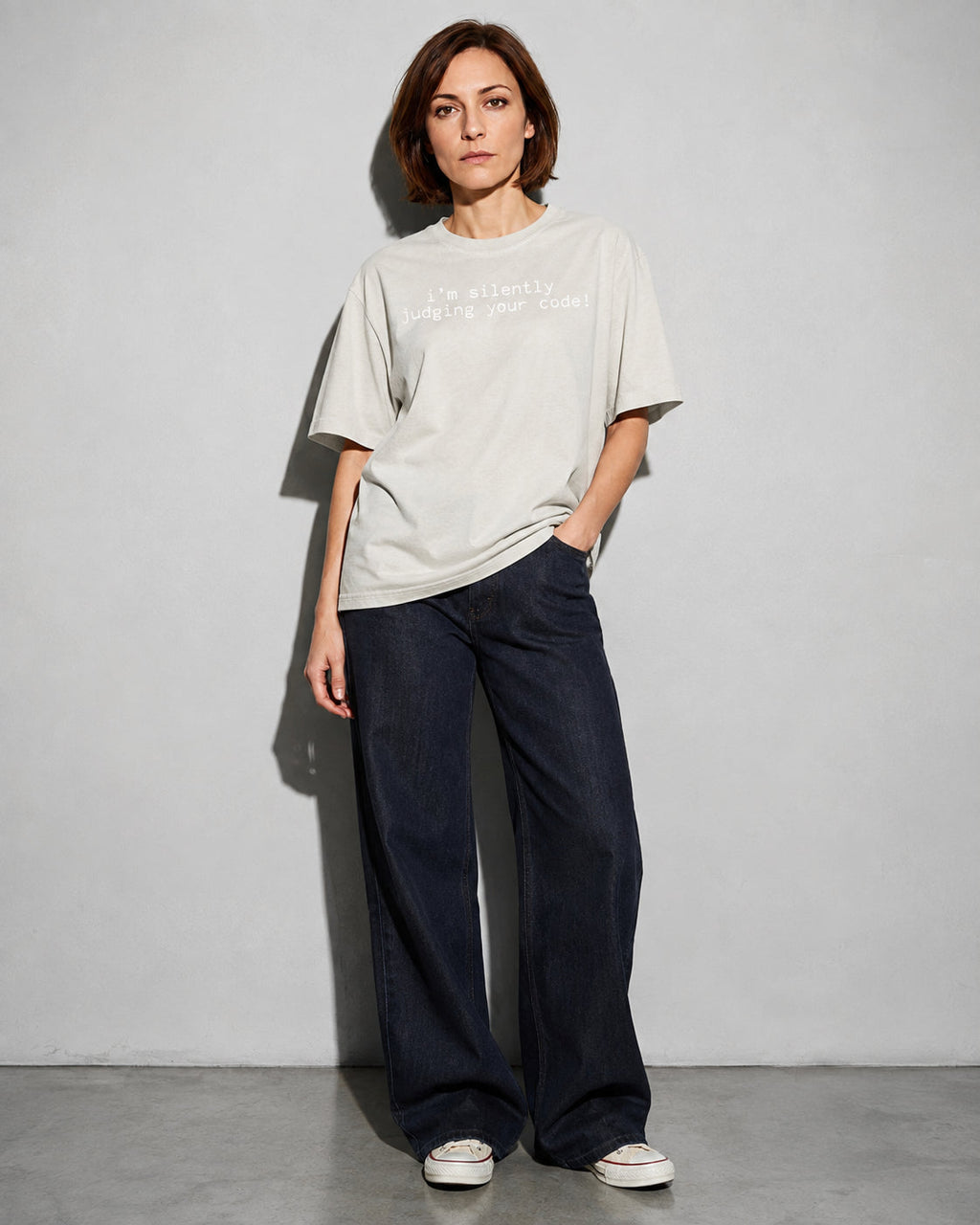 i'm silently judging your code Premium Shirt — Ivory Model Full Body