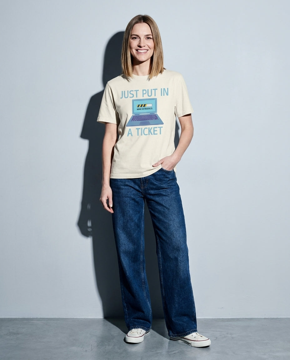 just put in a ticket Premium Shirt — Ivory Model Full Body