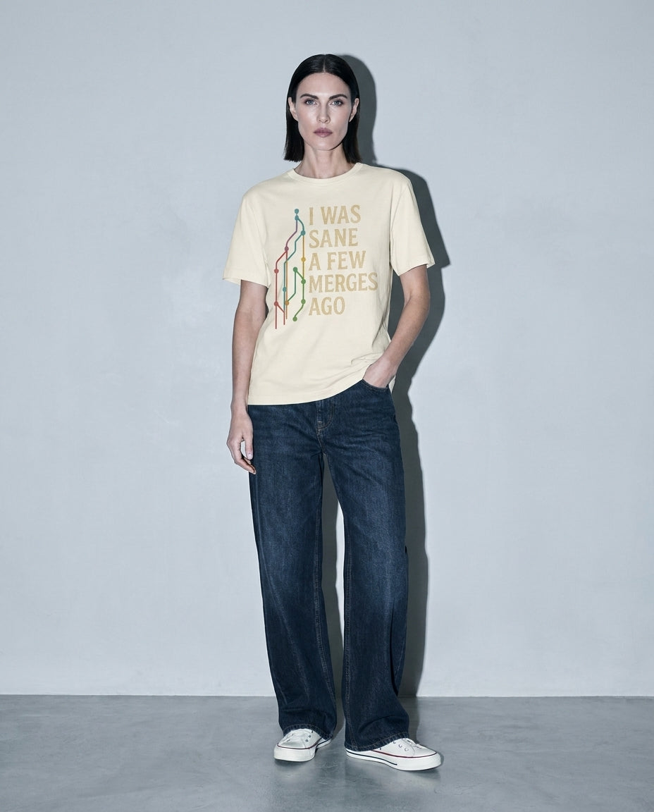 i was sane few merges ago Premium Shirt — Ivory Model Full Body