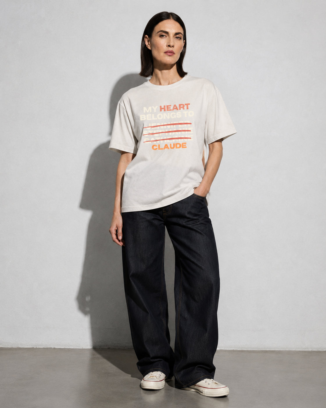 My Heart Belongs To Claude Premium Shirt — Ivory Model Full Body