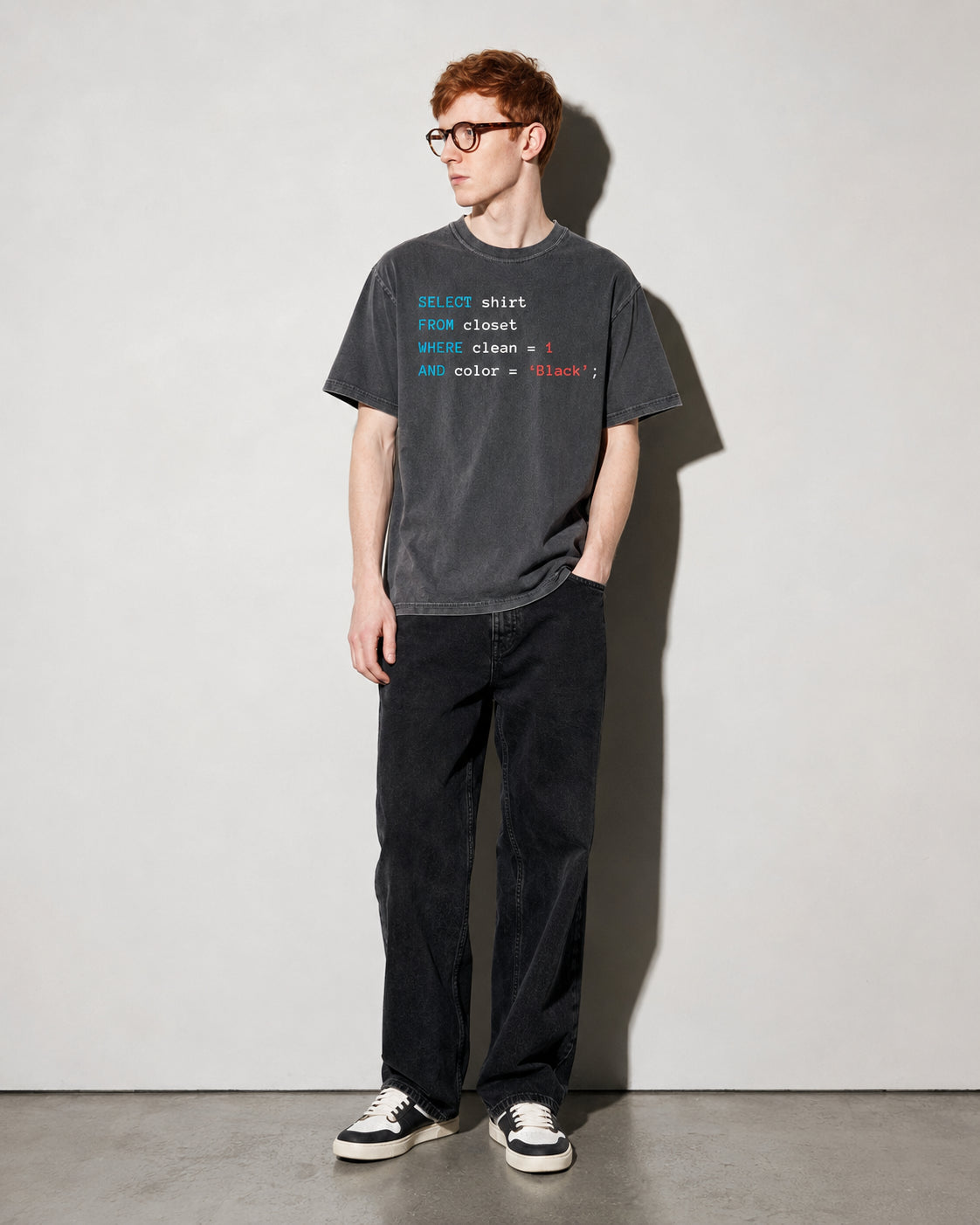 Querying my black Premium Shirt — Pepper Model Full Body