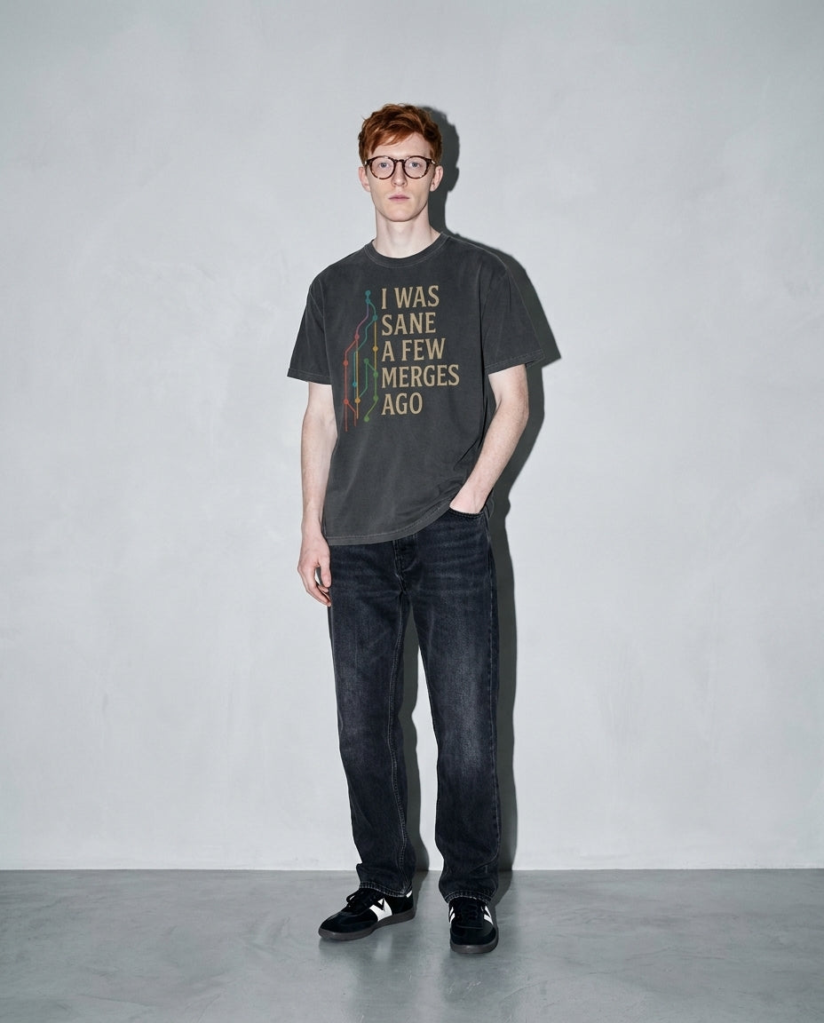 i was sane few merges ago Premium Shirt — Pepper Model Full Body