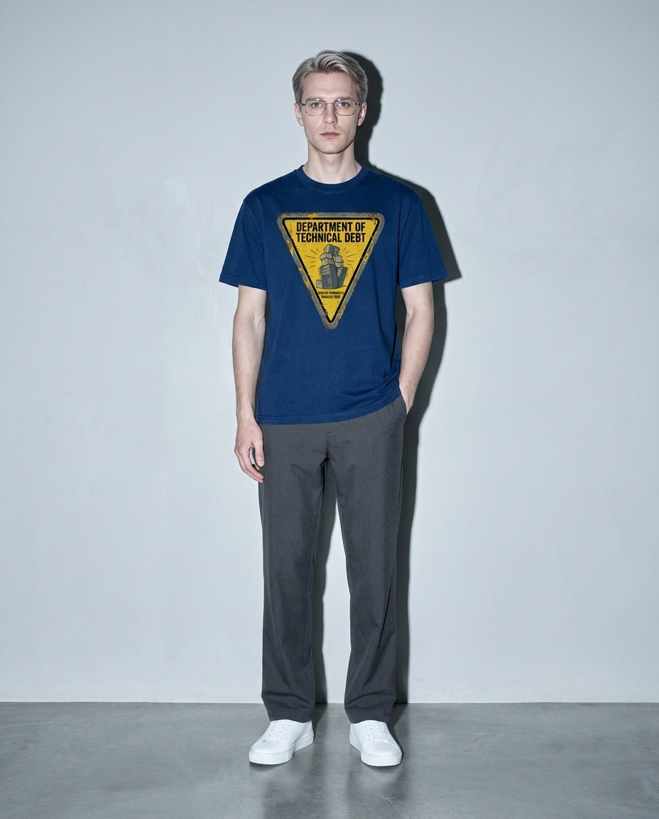 department of technical debt Premium Shirt — True Navy Model Full Body
