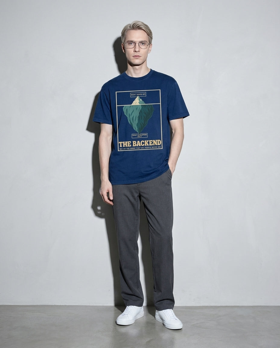 the backend iceberg Premium Shirt — True Navy Model Full Body