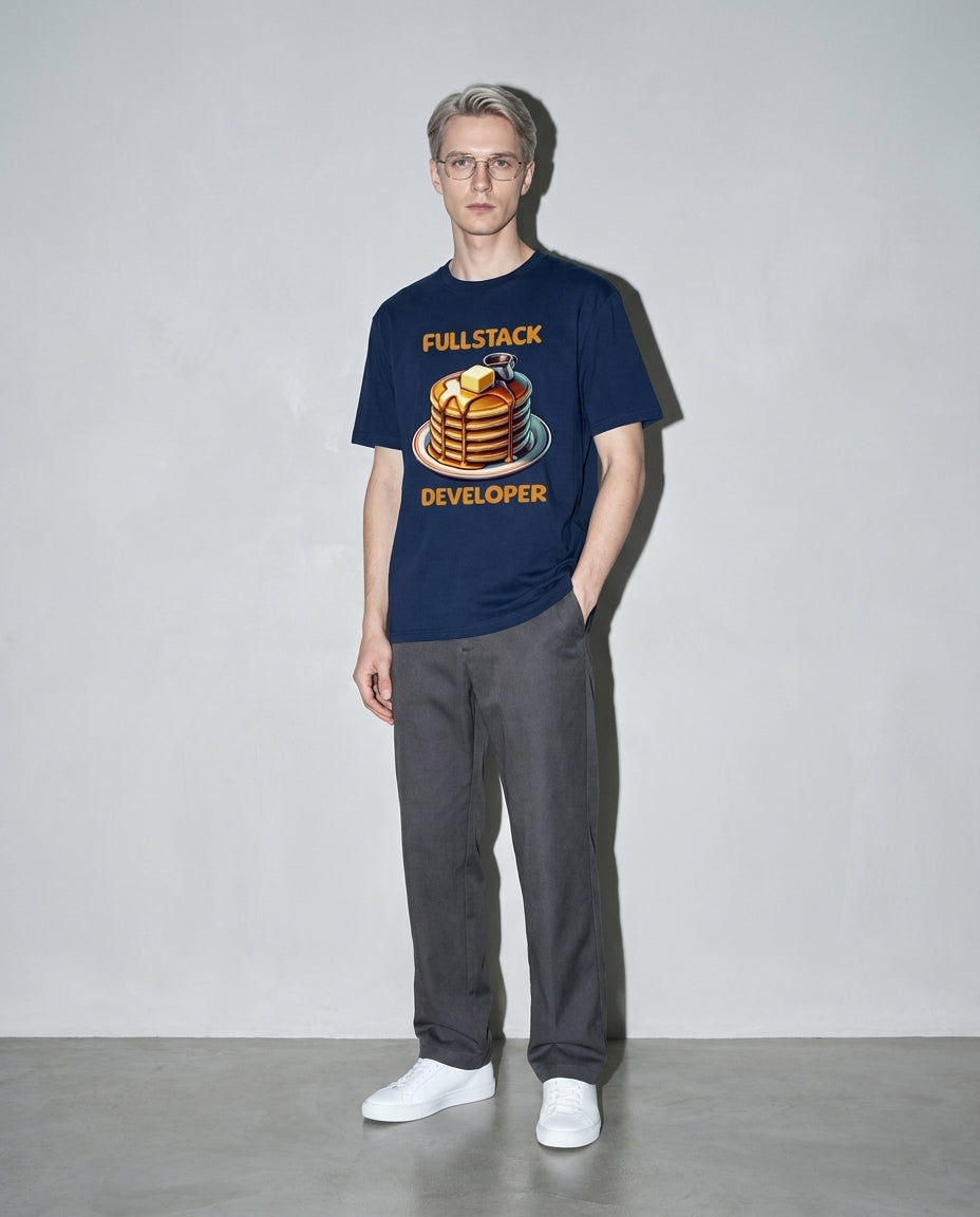 Fullstack Engineer - Pancake Premium Shirt — True Navy Model Full Body