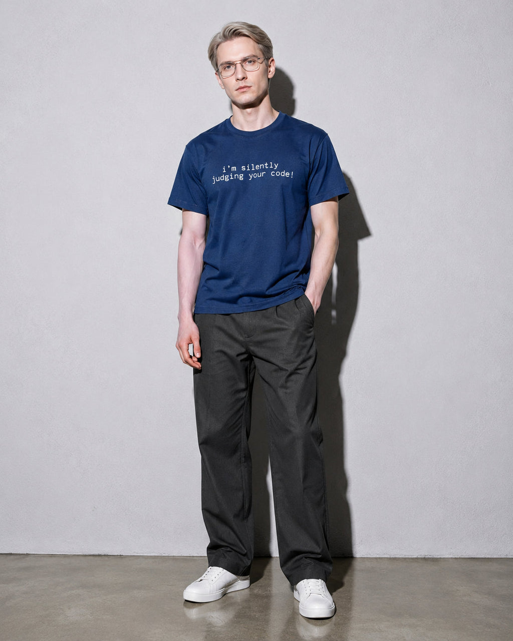i'm silently judging your code Premium Shirt — True Navy Model Full Body
