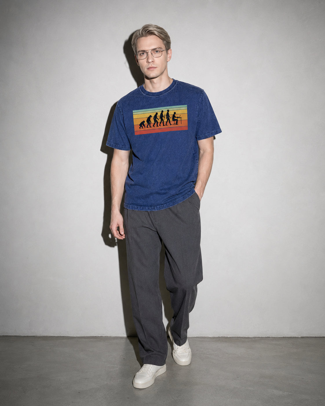 evolution of developers Premium Shirt — True Navy Model Full Body