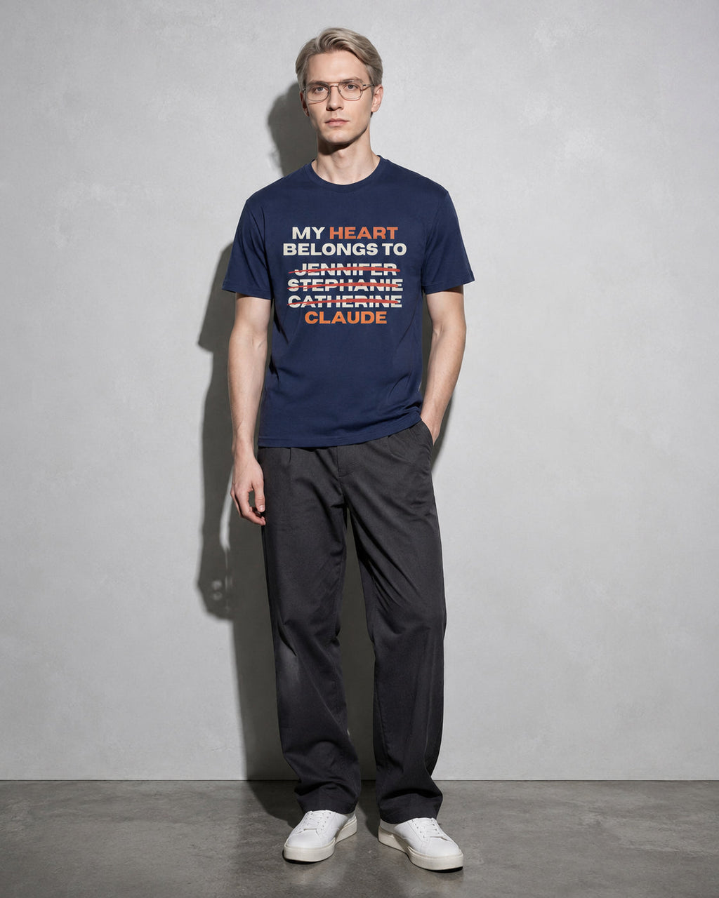 My Heart Belongs To Claude Premium Shirt — True Navy Model Full Body