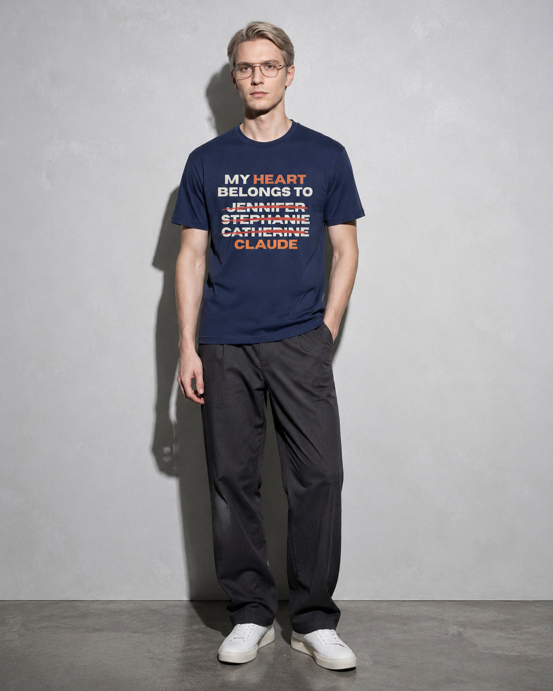 My Heart Belongs To Claude Premium Shirt — True Navy Model Full Body