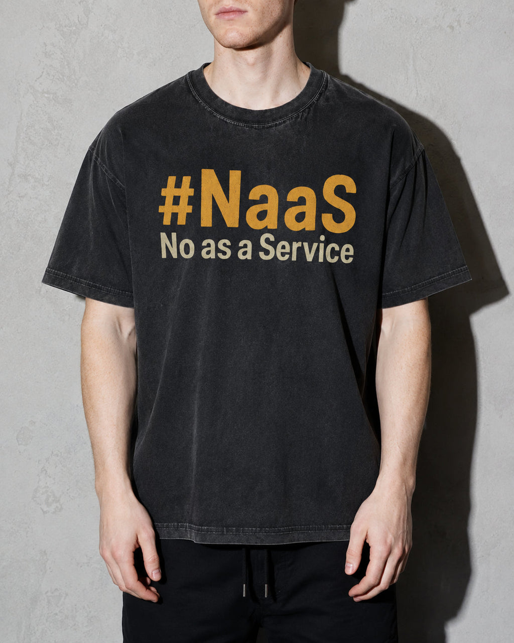 NaaS No As A Service Premium Shirt — Black Model Zoom Hero