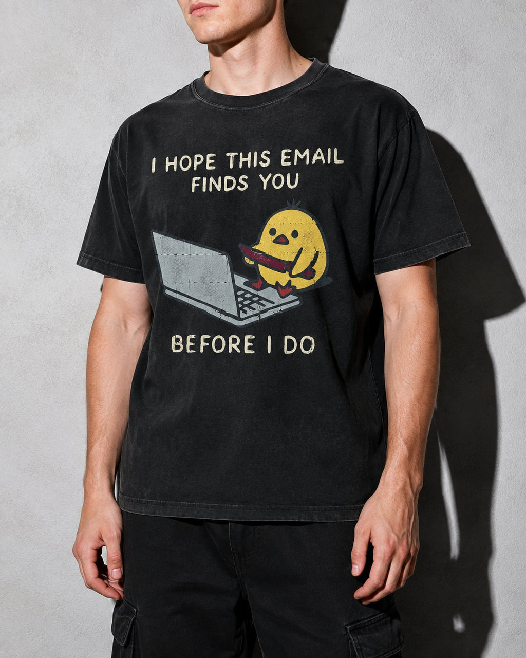 I Hope This Email Finds You Before I Do Premium Shirt — Black Model Zoom Hero