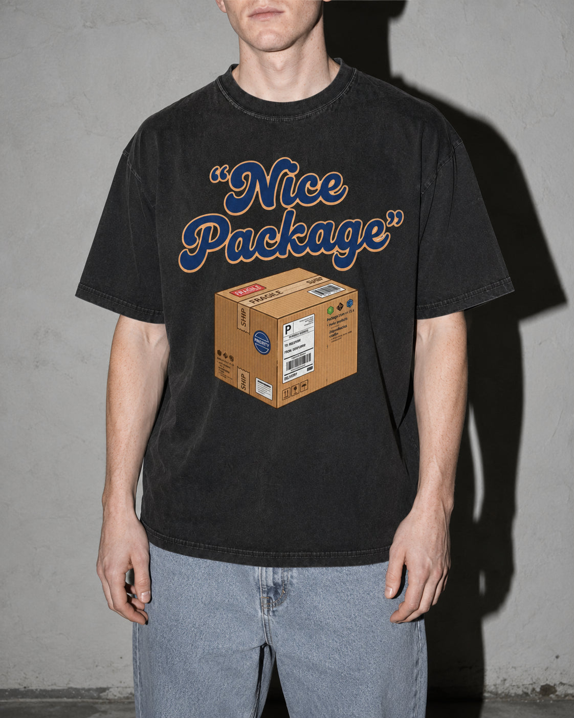 Nice Package Premium Shirt — Black Model Zoom Hero
