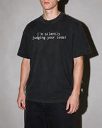i'm silently judging your code Premium Shirt — Black Model Zoom Hero