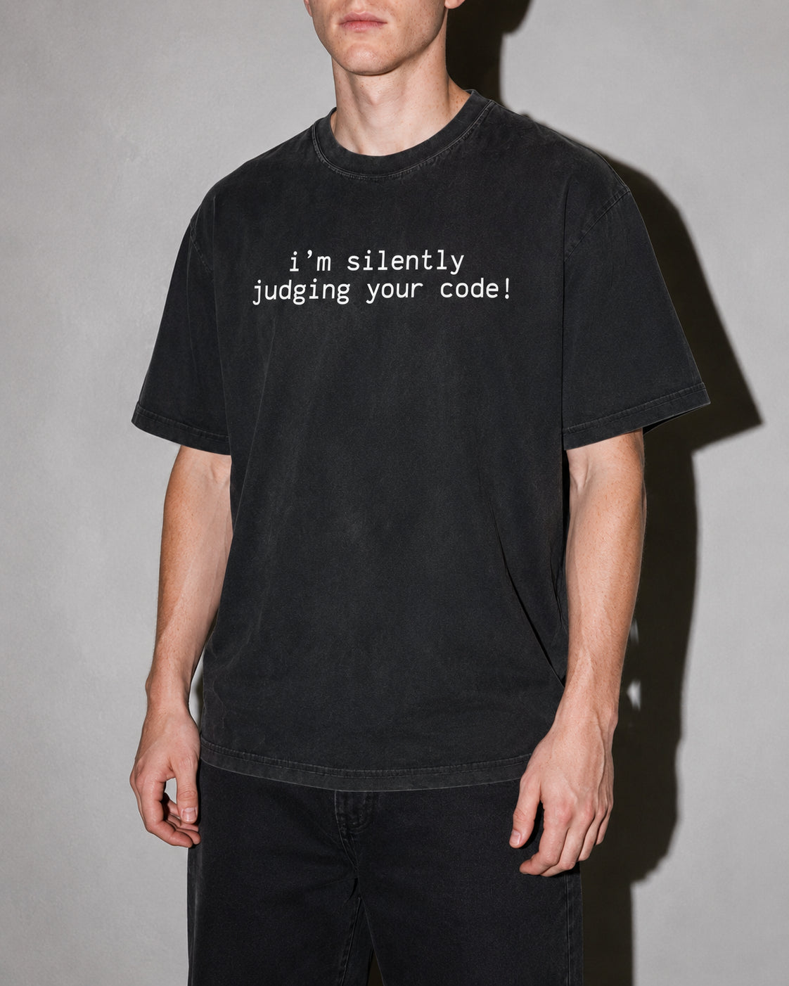 i'm silently judging your code Premium Shirt — Black Model Zoom Hero