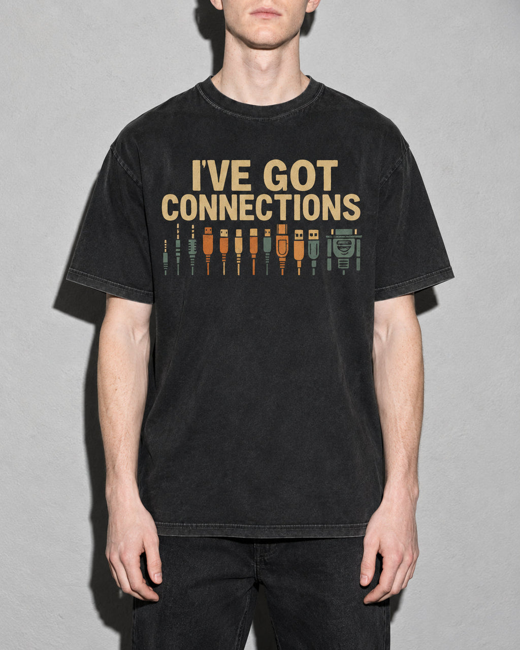 i've got connections Premium Shirt — Black Model Zoom Hero