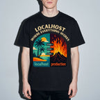localhost vs production Premium Shirt — Black Model Zoom Hero