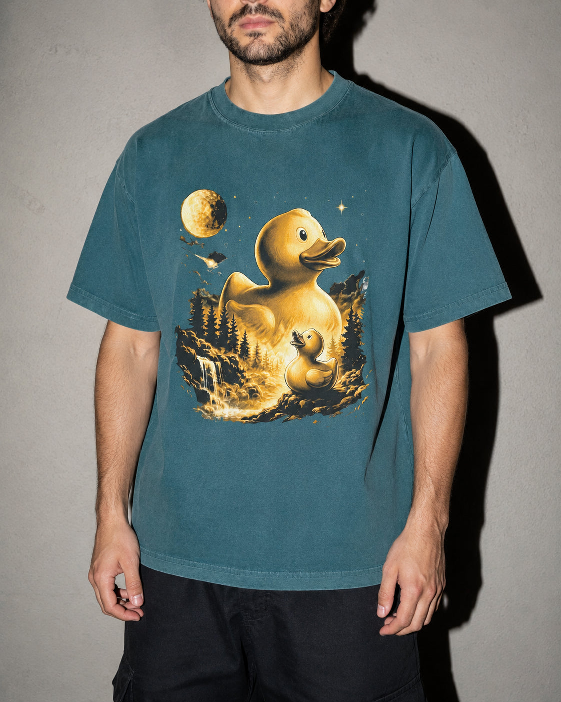 Debug Duck Midnight Premium Shirt — Blue Spruce Model Zoom Hero