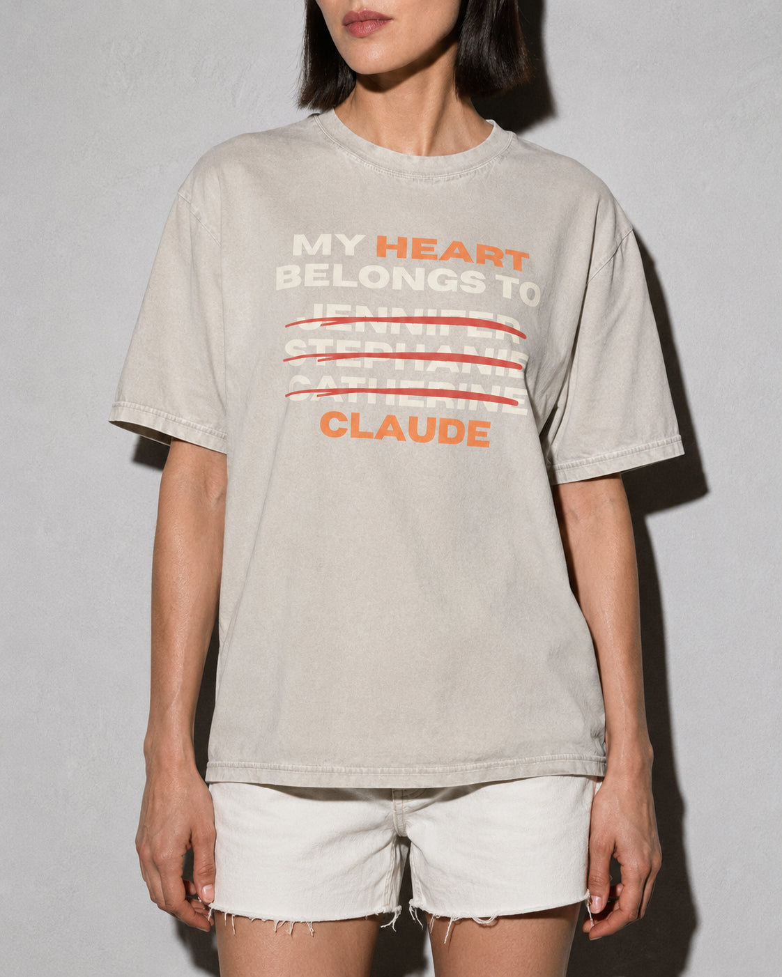 My Heart Belongs To Claude Premium Shirt — Ivory Model Zoom Hero