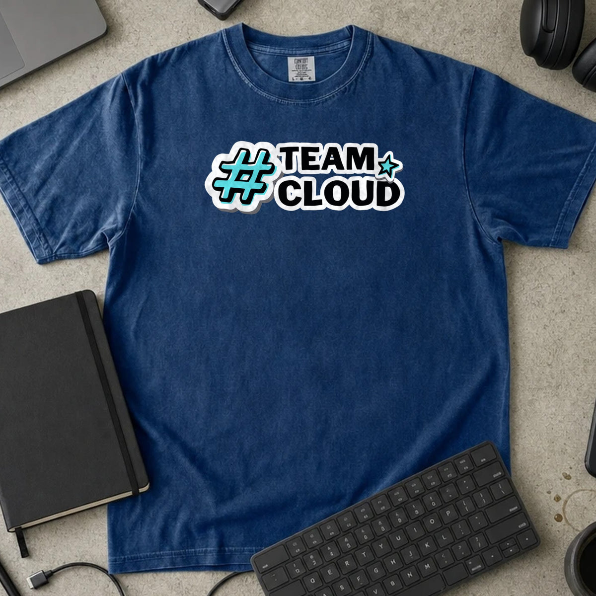 Team Cloud Shirt in True Navy, Comfort Colors 1717 tee flat lay