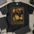 Codex Scriptorium Shirt in Black, Comfort Colors 1717 tee flat lay