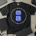 Ctrl C Great Ideas Deserve to Be Replicated Shirt in Black, Comfort Colors 1717 tee flat lay