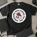 Debugging With Coffee All Day Shirt in Black, Comfort Colors 1717 tee flat lay